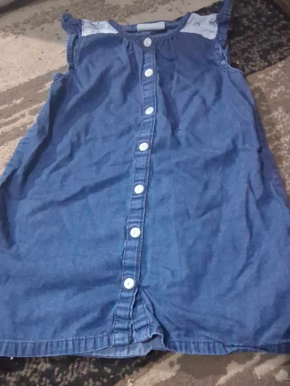 Crazy 8 Denim Button-Front Dress with White Lace